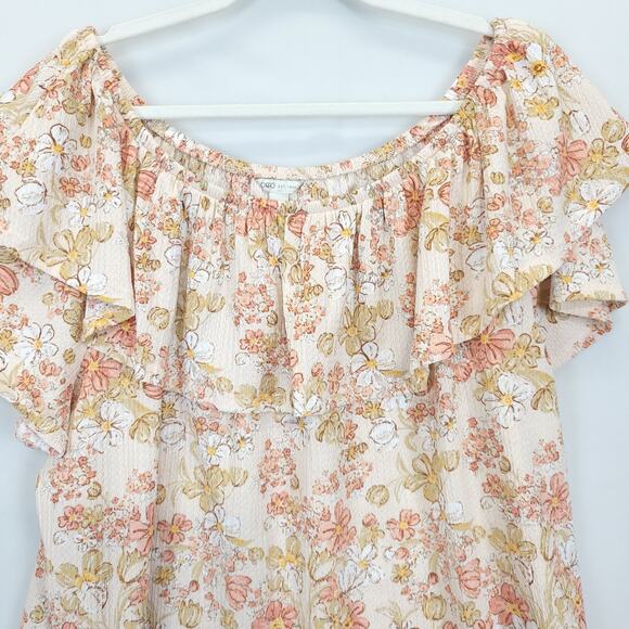 Cato High Low 2 Pcs Dress Ruffle Top Women 22 / 24 Peach Floral Boho Beachy - Picture 14 of 14